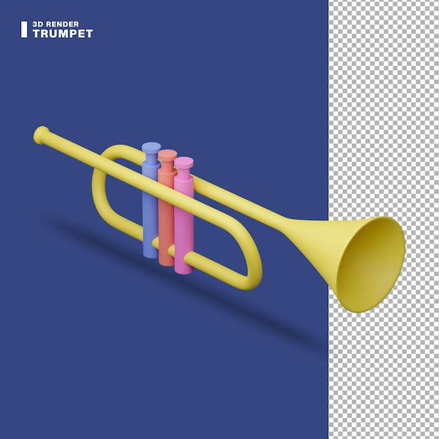 Icono de trompeta de renderizado 3d