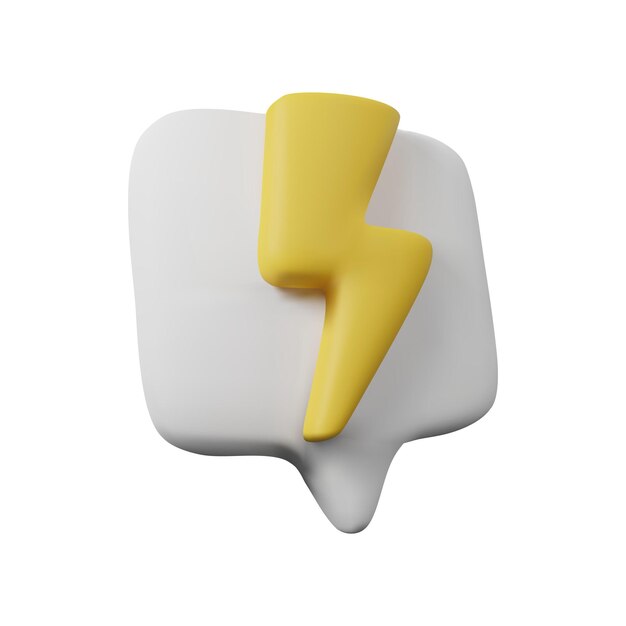 icono de trueno de procesamiento 3D con burbujas de discurso