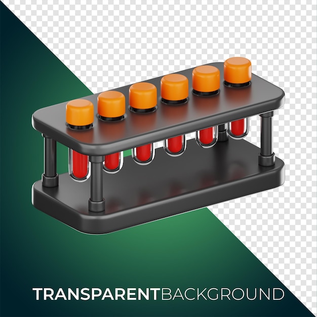 Icono de tubo de análisis de sangre de laboratorio premium Representación 3d sobre fondo aislado