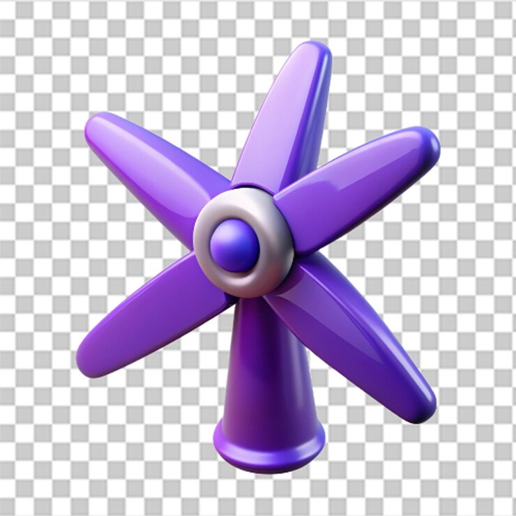 PSD icono de turbina eólica brillante en 3d con colores vibrantes aislados en blanco