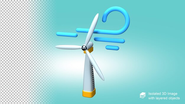 Icono de turbina de viento 3d