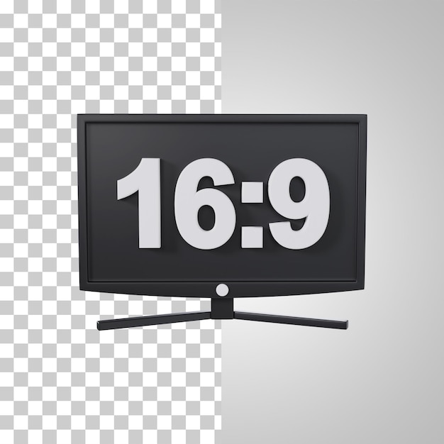 Icono de TV inteligente Representación 3D de pantalla ancha