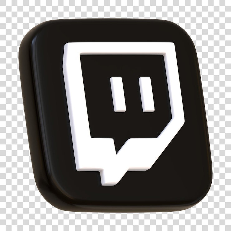 PSD icono de twitch aislado en fondo blanco signo y símbolo del logotipo del botón cuadrado de la aplicación de redes sociales