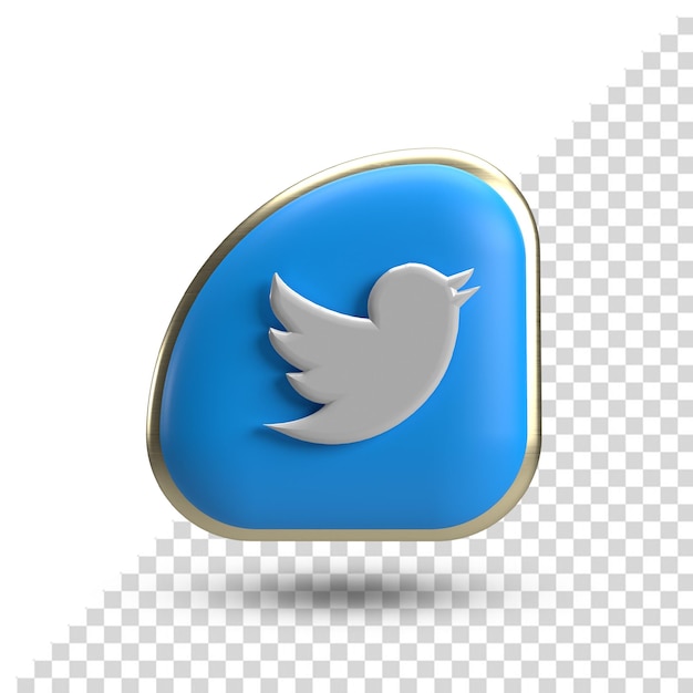 Icono de twitter 3d para composición psd