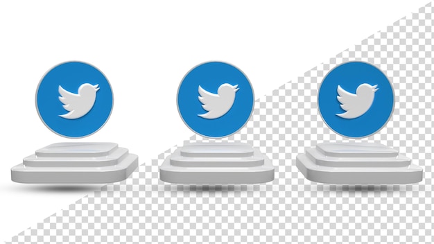 PSD icono de twitter 3d en la parte superior del podio