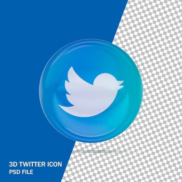 PSD icono de twitter 3d