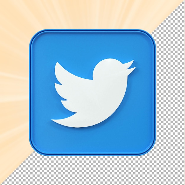 Icono de Twitter colorido brillante social media 3d concepto