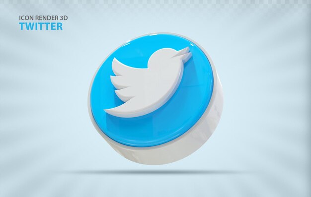 Icono de Twitter concepto de renderizado 3d