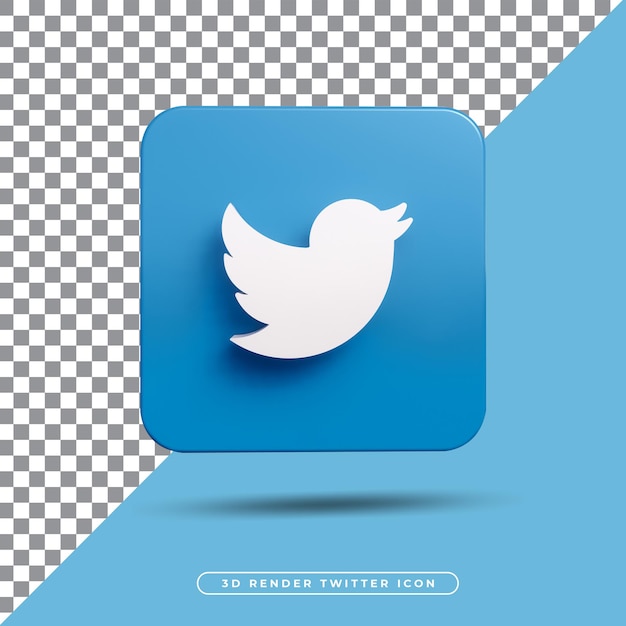 icono de twitter de procesamiento 3d aislado