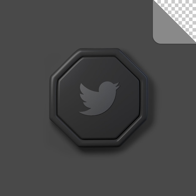 Icono de twitter de redes sociales 3d