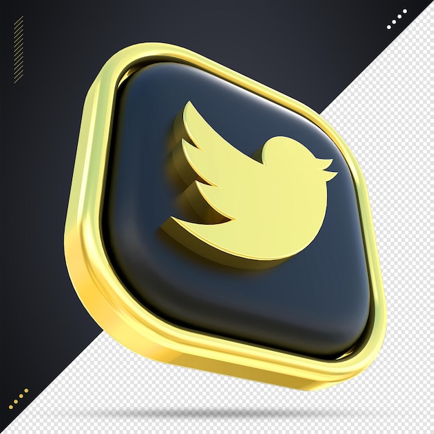 Ícono de twitter redes sociales estilos en negro y dorado