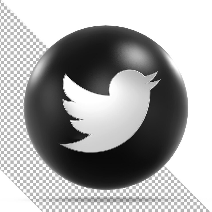 PSD icono de twitter redes sociales globos 3d plateados