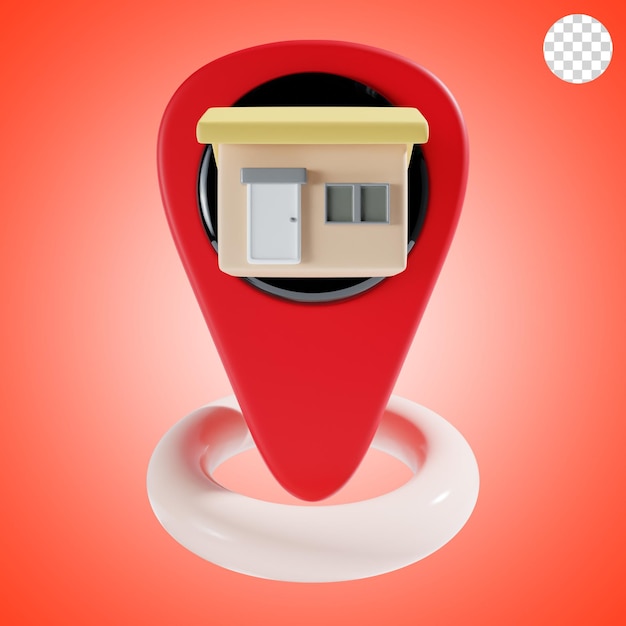 icono de ubicación 3D de la casa