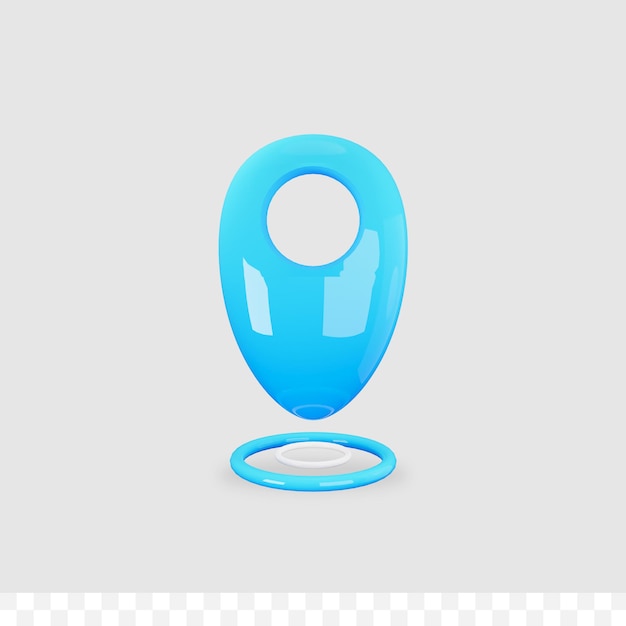 Icono de ubicación 3d metálico brillante aislado