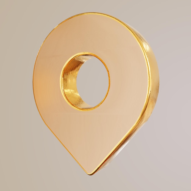 icono de ubicación 3d render 3d dorado