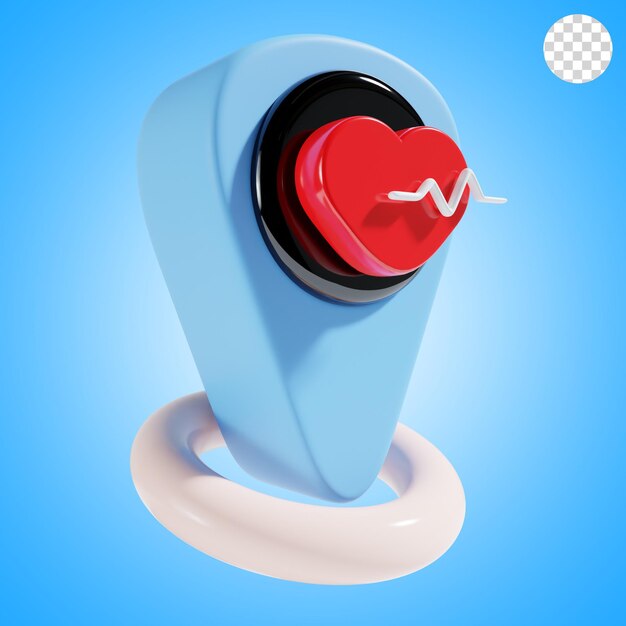 icono de ubicación de atención médica en 3D.