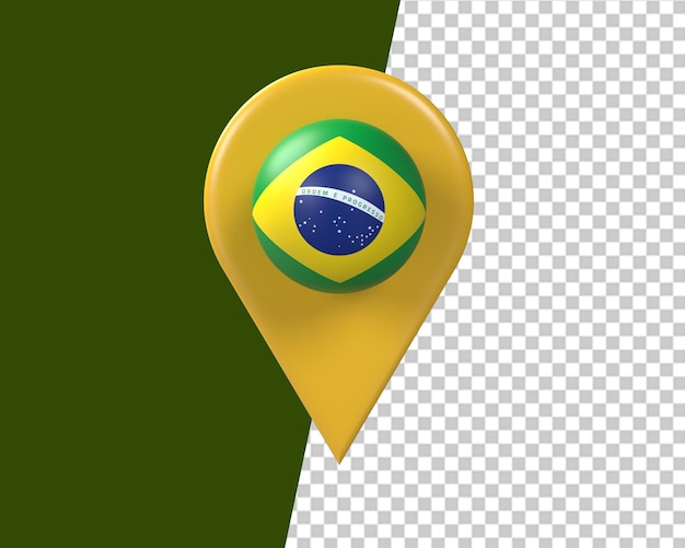 Icono de ubicación de bandera de brasil 3d