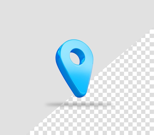 Icono de ubicación de pin azul 3d realista
