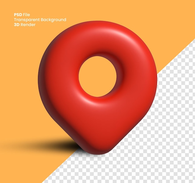 icono de ubicación de pin de mapa 3d realista rojo psd