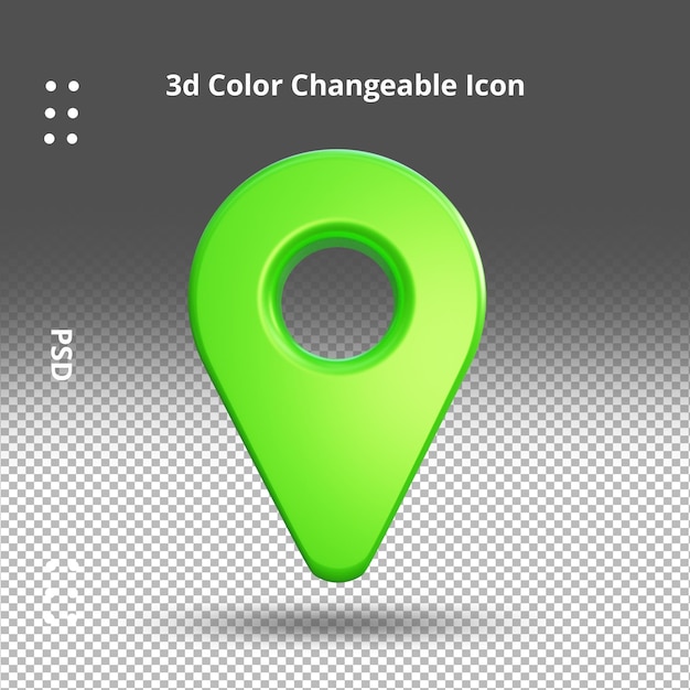 Icono de ubicación de pin de mapa realista señal de navegación de renderizado 3d
