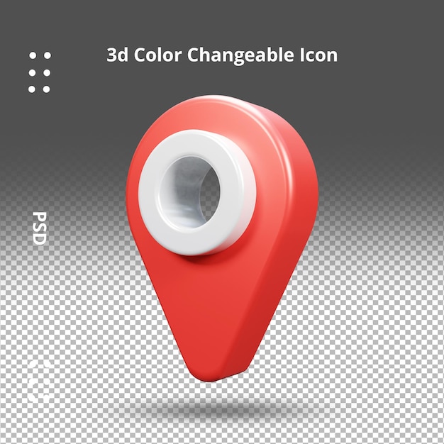 Icono de ubicación de pin de mapa realista Señal de navegación de renderizado 3d