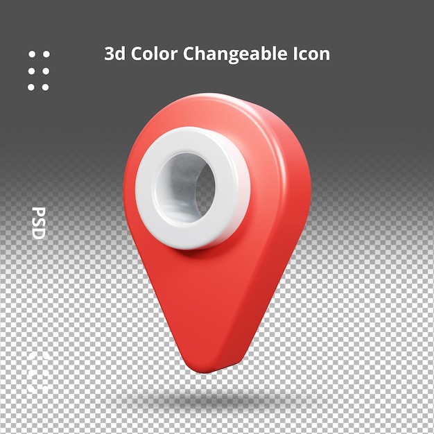 Icono de ubicación de pin de mapa realista señal de navegación de renderizado 3d