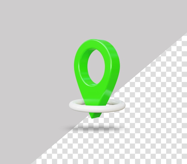 Icono de ubicación de pin verde 3d realista