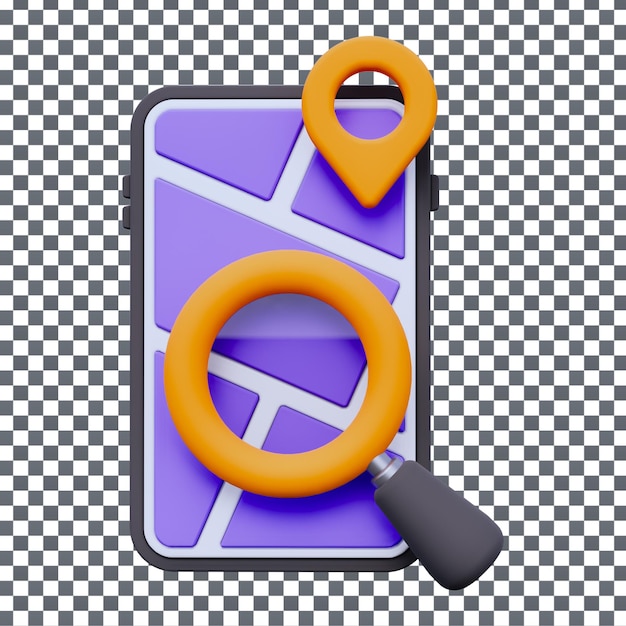 Icono de ubicación de PSD 3D en fondo aislado y transparente