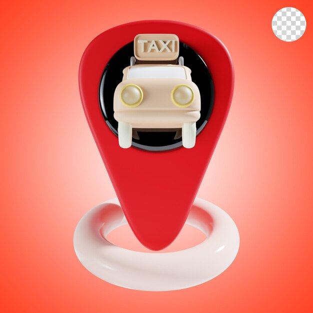 El icono de la ubicación del taxi en 3D.