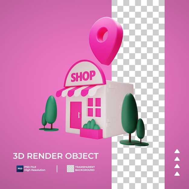 PSD icono de ubicación de tienda 3d