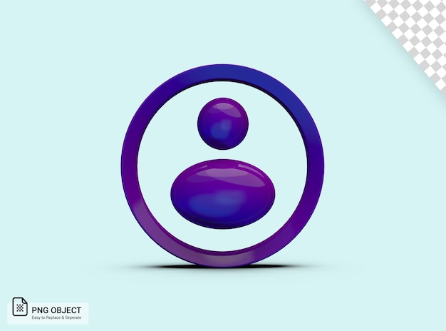 Icono de usuario 3D azul y morado