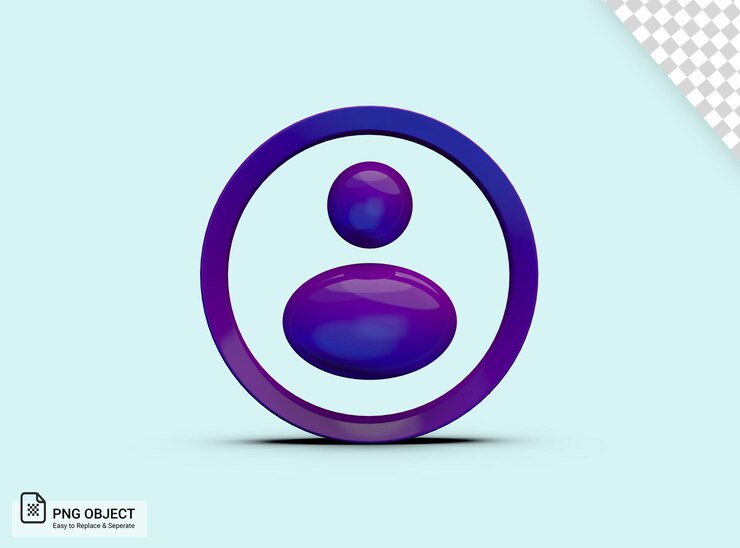 Icono de usuario 3D azul y morado