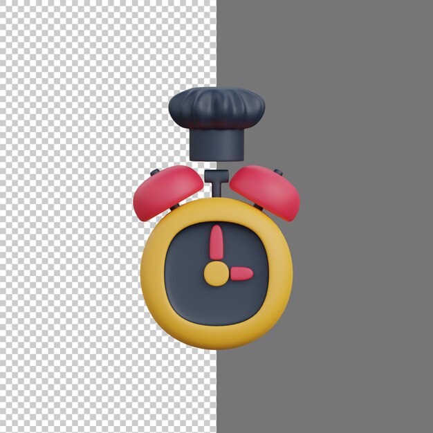 icono de utensilio de cocina de alarma de cocina representación 3d