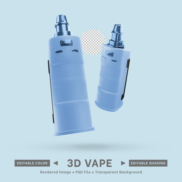 Ícono de vape 3d serie curva flotante color editable