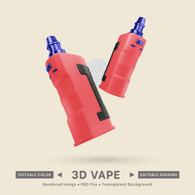 Ícono de vape 3d serie curva flotante color editable