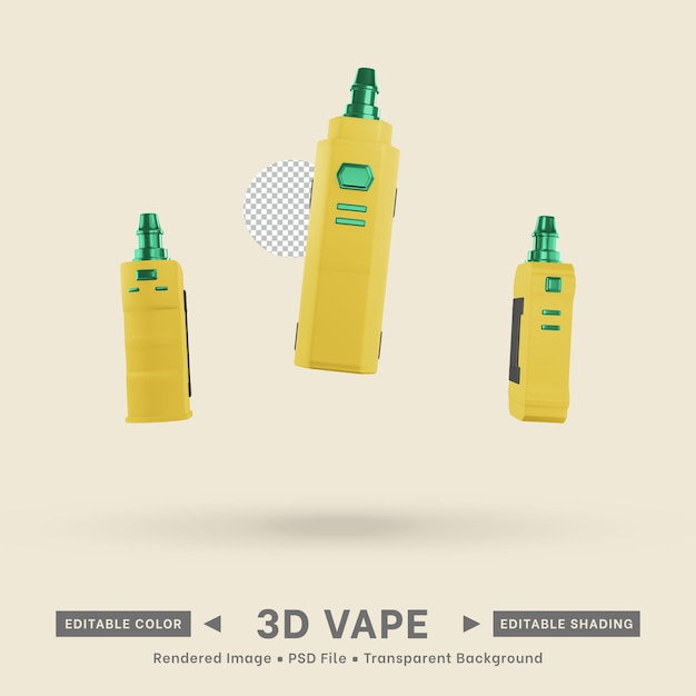 Ícono de vape 3d serie curva flotante color editable