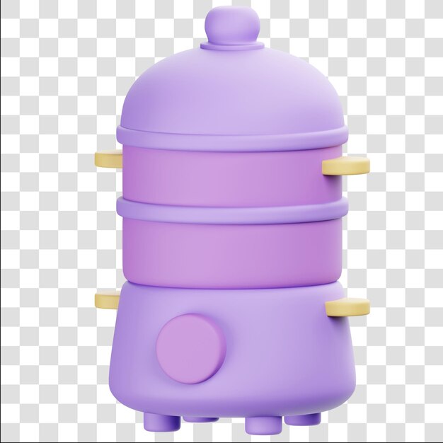 Icono de vapor de alimentos 3D con fondo transparente aislado