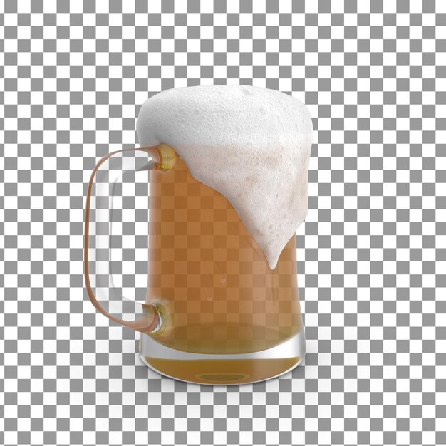 PSD icono de vaso de cerveza 3d psd sobre fondo aislado y transparente