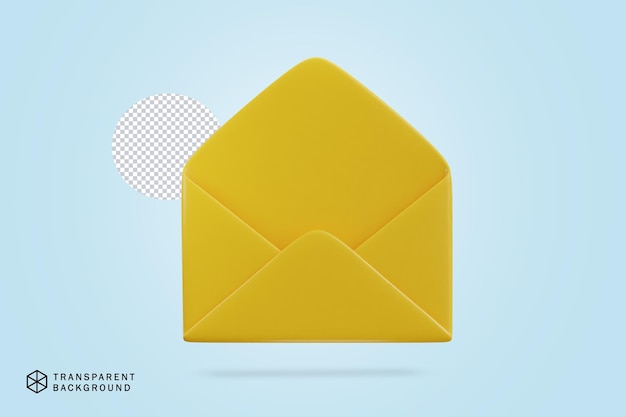 icono de vector 3d de sobre de correo electrónico amarillo
