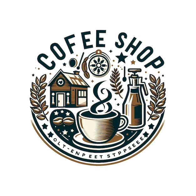 PSD icono vectorial del logotipo de la cafetería
