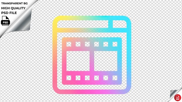 PSD icono vectorial de la película gradiente de arco iris colorido psd transparente