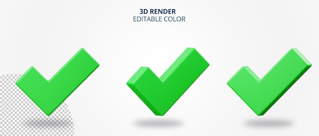 icono de verificación 3d con 3 posiciones