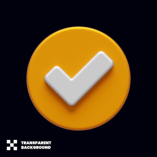 Icono de verificación de oro en 3D Render