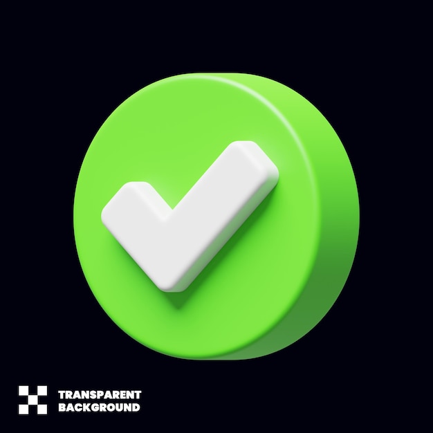 Icono de verificación en renderizado 3D minimalista