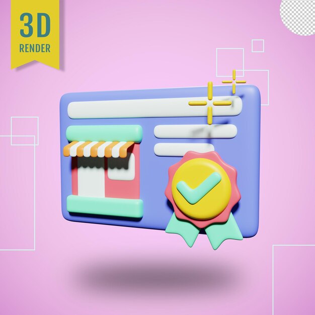 PSD icono verificado de ilustración 3d con fondo transparente