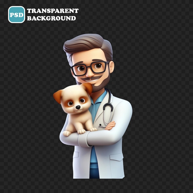 Icono veterinario aislado ilustración de renderizado en 3d