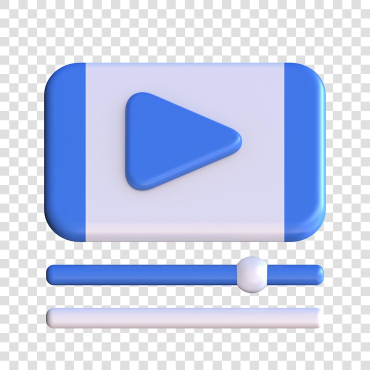 PSD icono de video en línea de renderizado 3d, símbolo de reproducción de botón en el medio