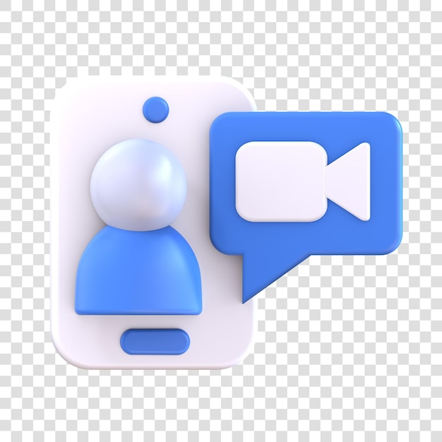 PSD icono de video llamada de renderizado 3d, teléfono inteligente con personas y símbolo de video