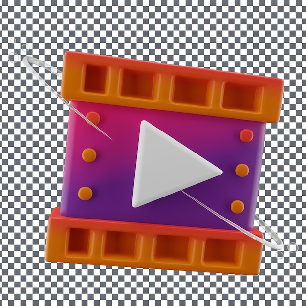 PSD icono de videografía psd 3d en fondo aislado y transparente