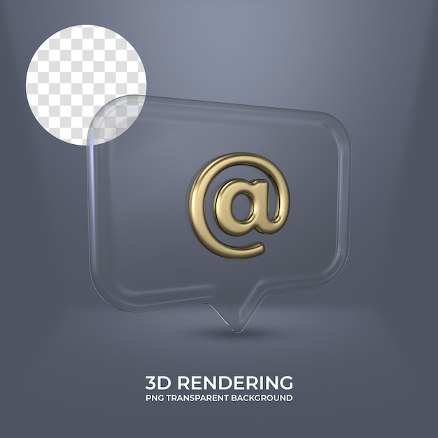 En, icono, con, vidrio, marco, 3d, interpretación